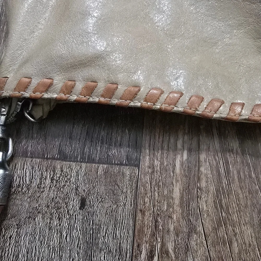 The Sak Beaded Leather Shoulder Strap Hobo Bag Womens Southwestern Western Boho
